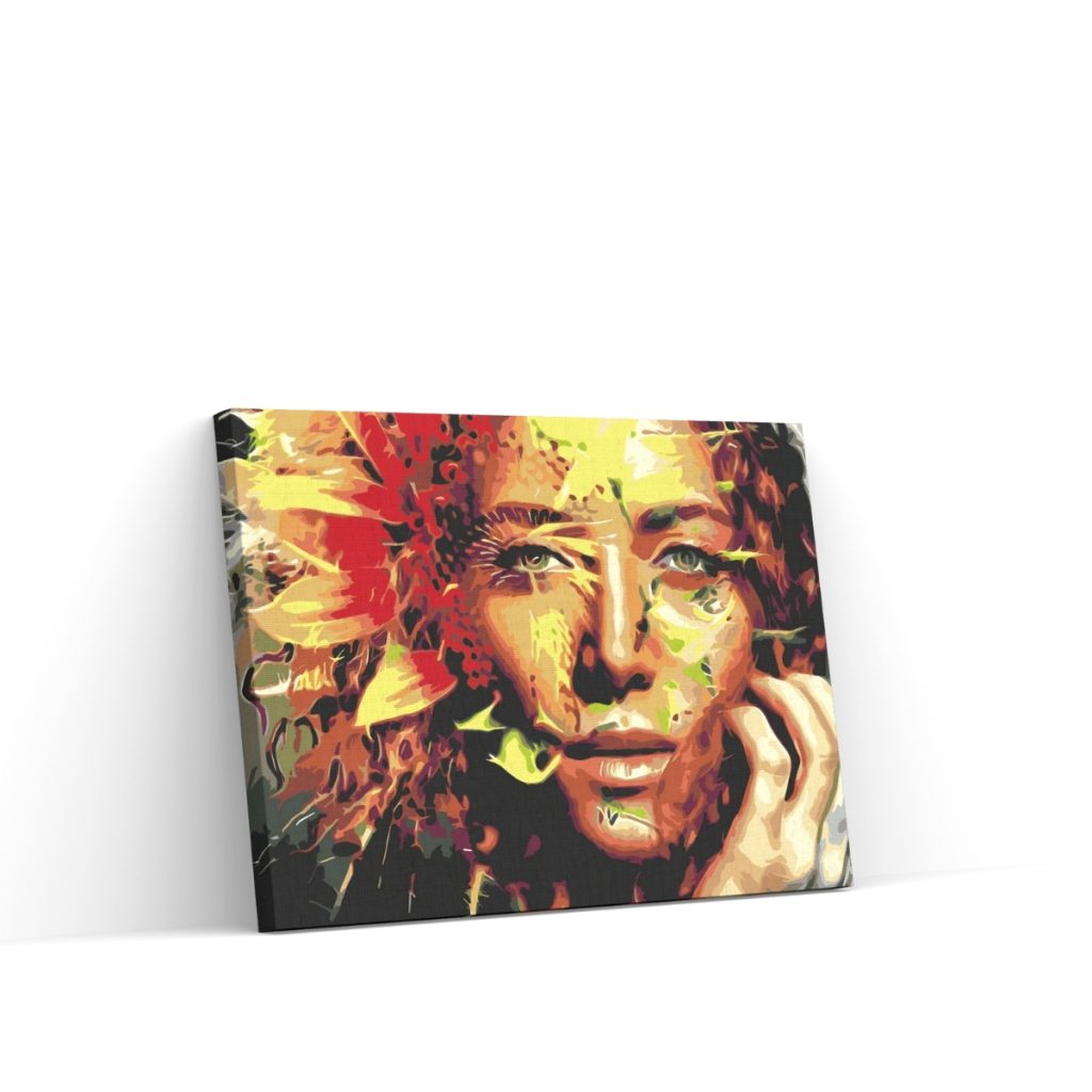 Pintar por Números - Mujer escondida en un girasol