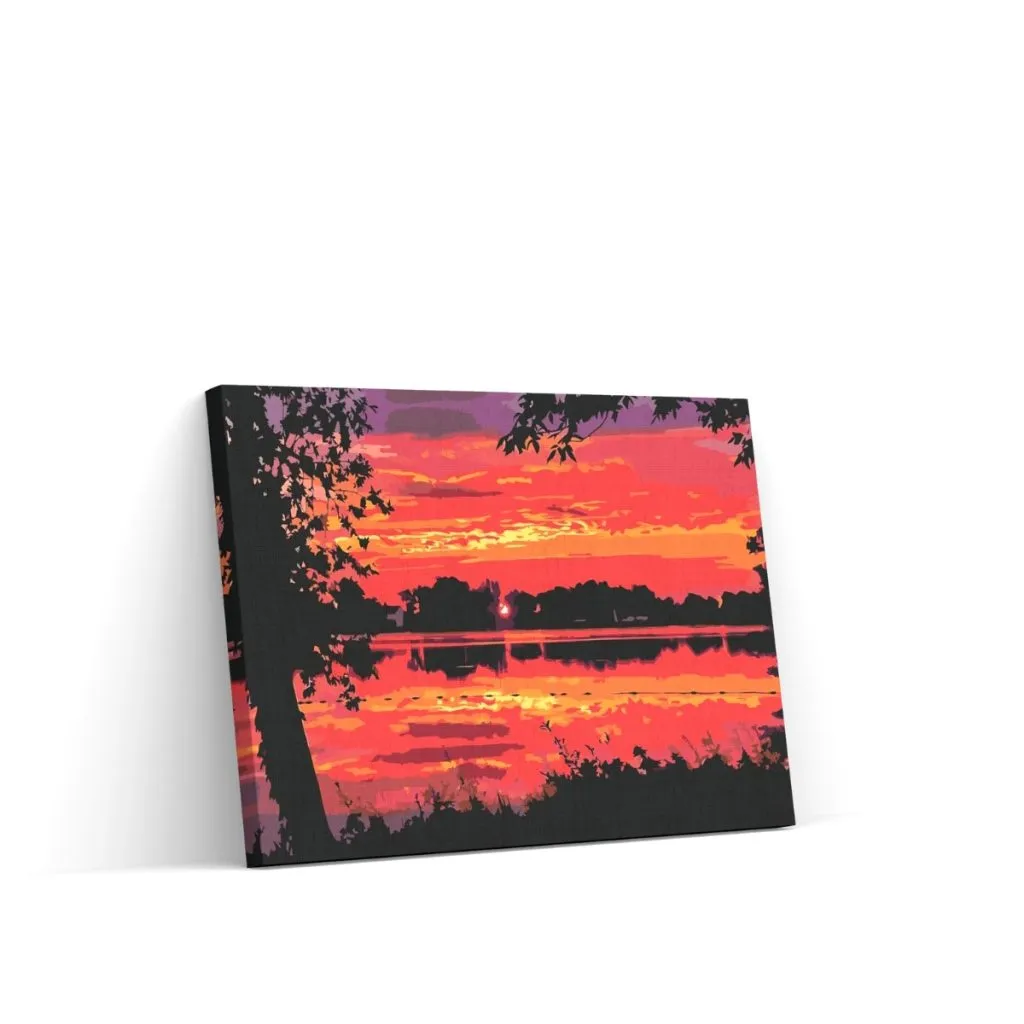 Pintar por Números - Puesta de sol roja
