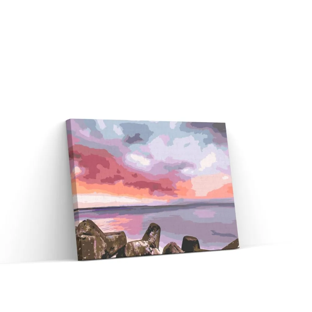 Pintar por Números - Puesta de sol roja sobre el mar