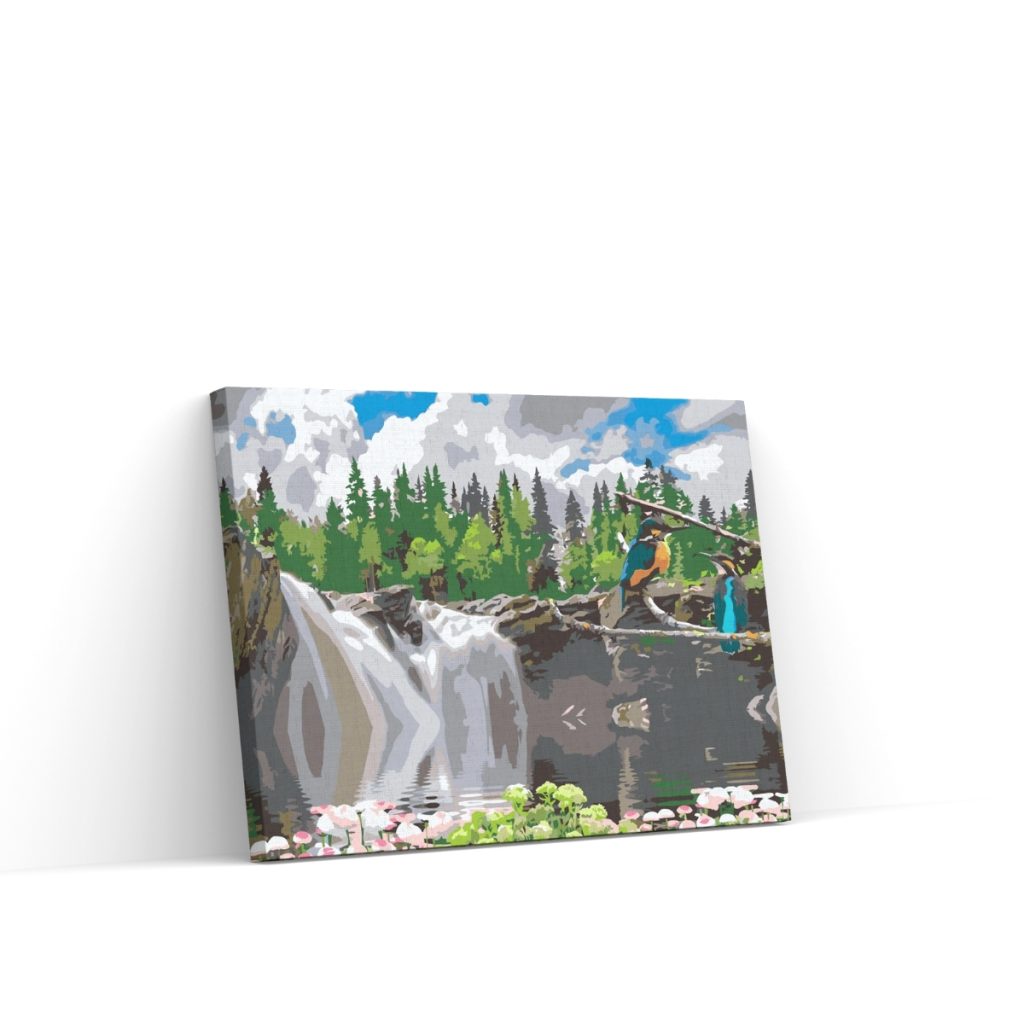 Pintar por Números - Pájaros en la cascada