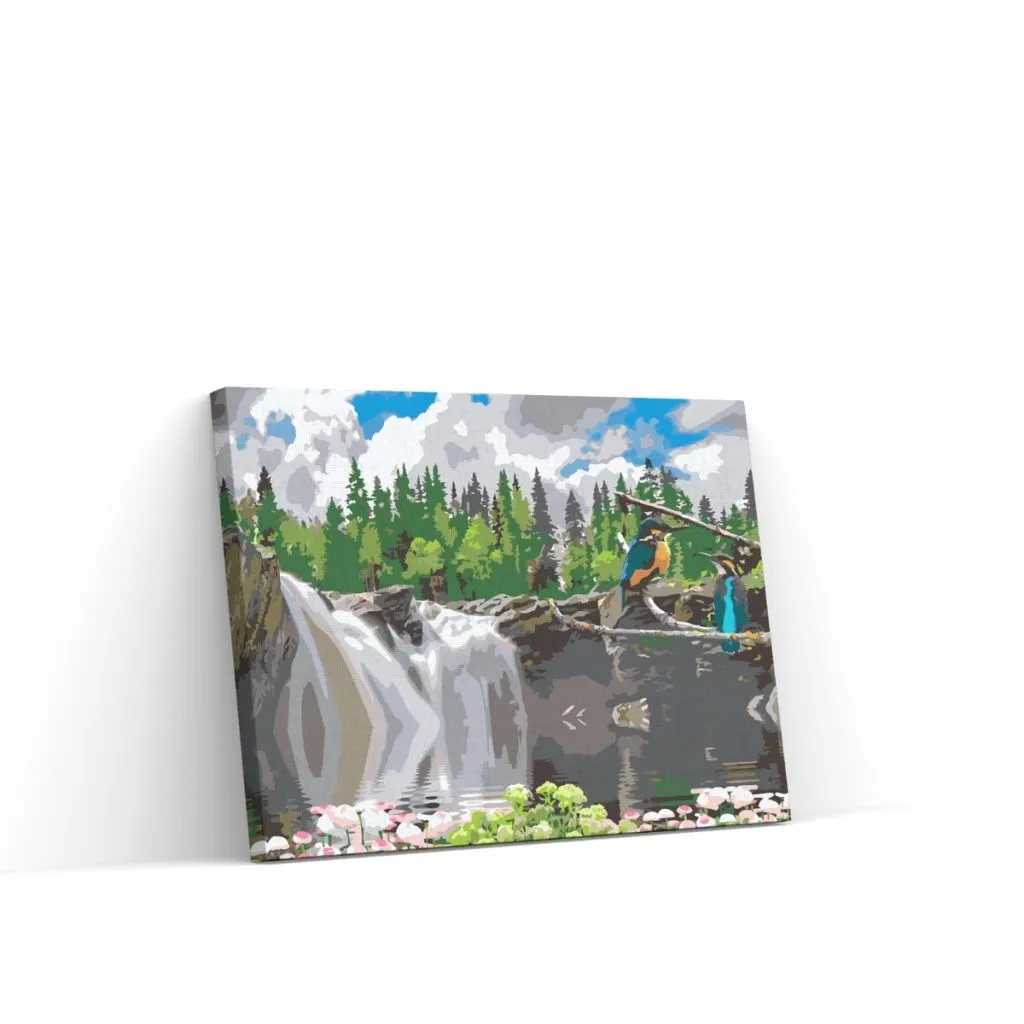 Pintar por Números - Pájaros en la cascada