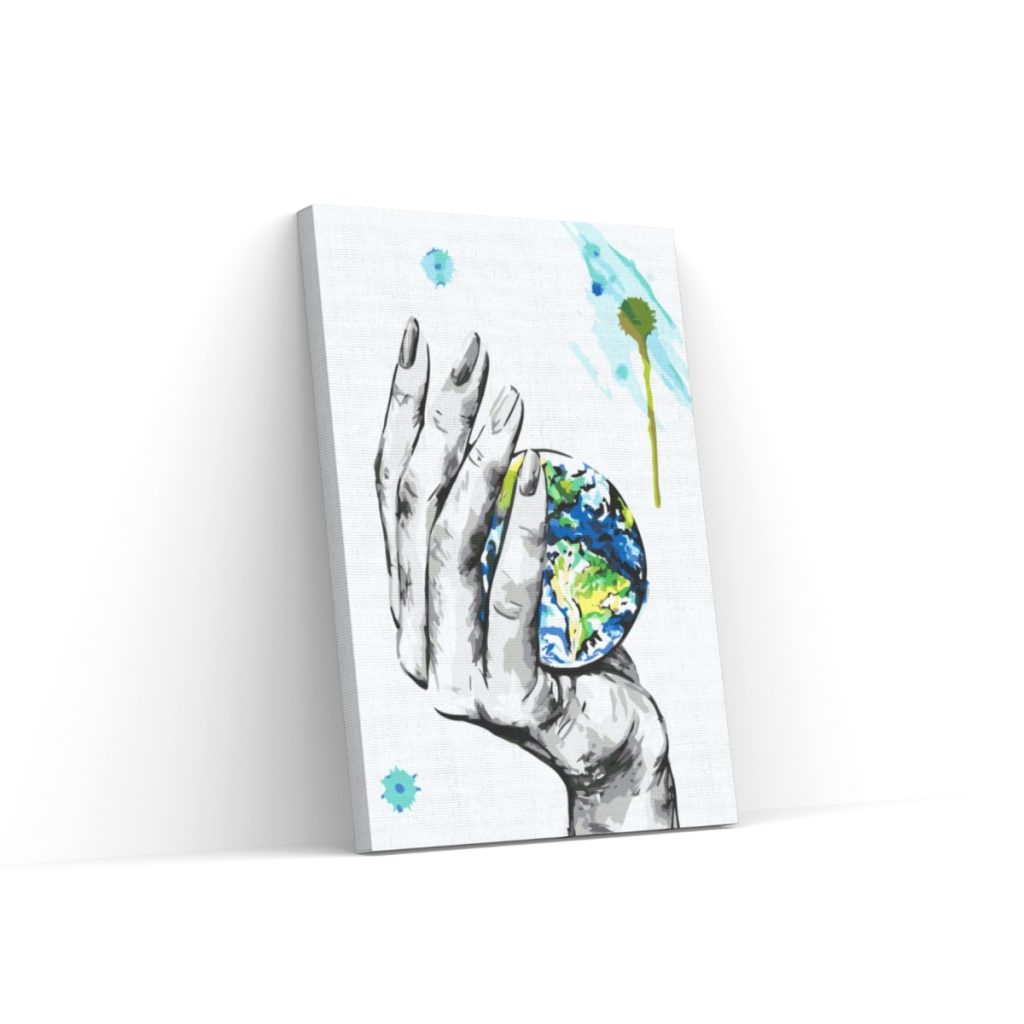 Pintar por Números - Un planeta en la mano de una mujer