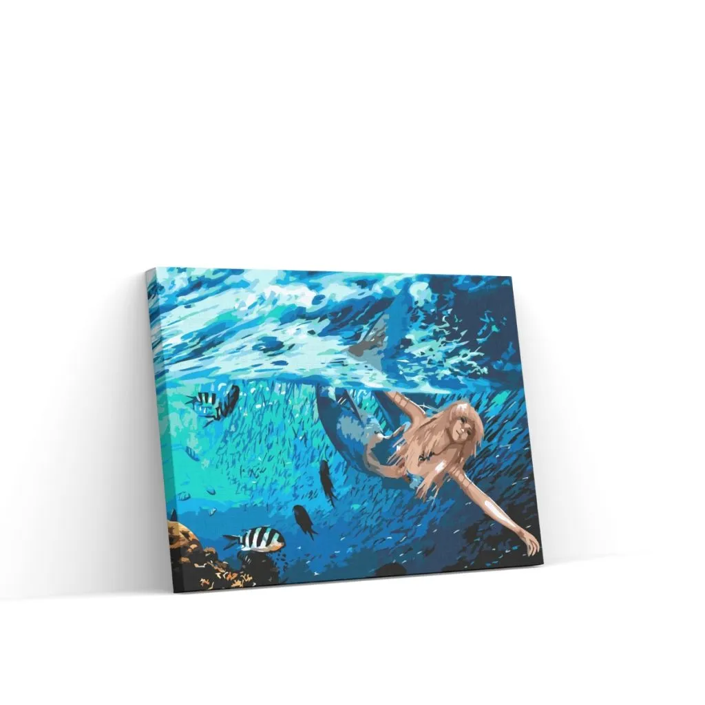 Pintar por Números - Sirena nadando con peces
