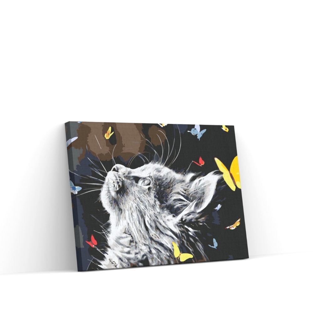 Pintar por Números - Un gato entre mariposas
