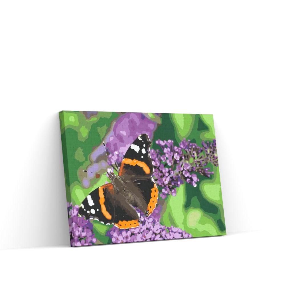 Pintar por Números - Mariposa en una flor morada