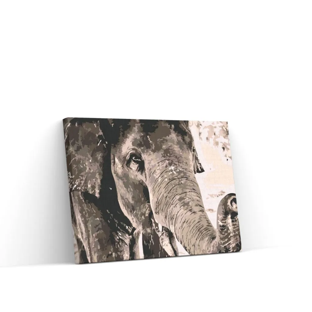 Pintar por Números - Elefante en colores grises