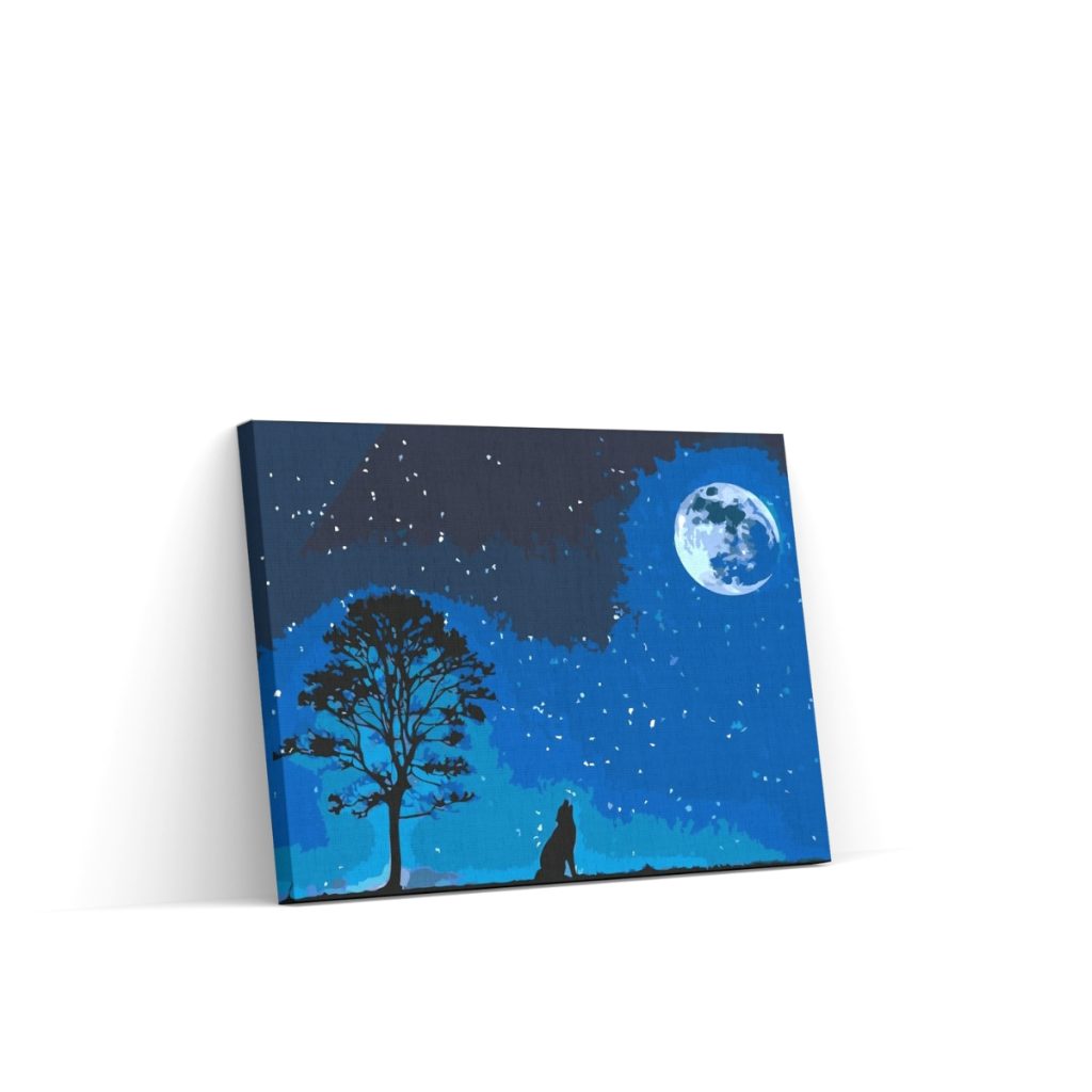 Pintar por Números - Perro aullador en luna llena