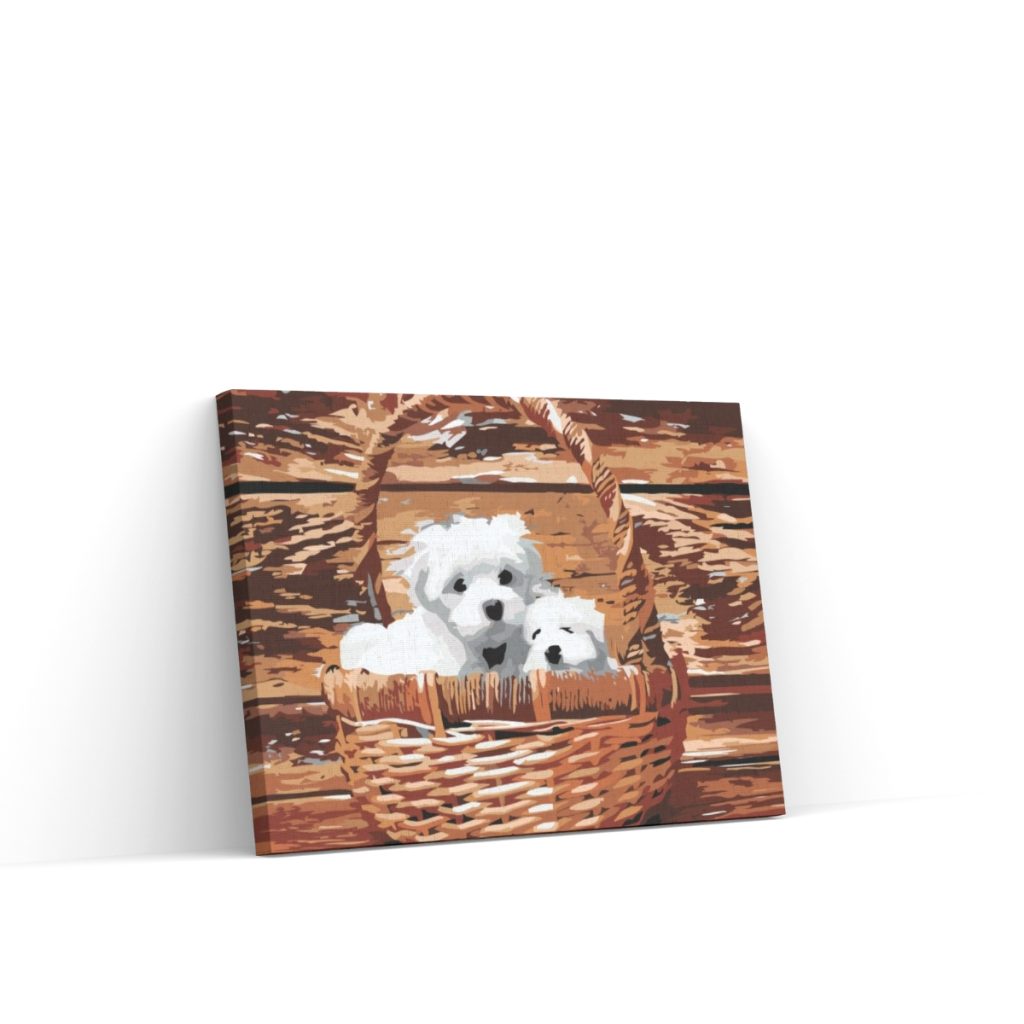 Pintar por Números - Cachorros en la cesta