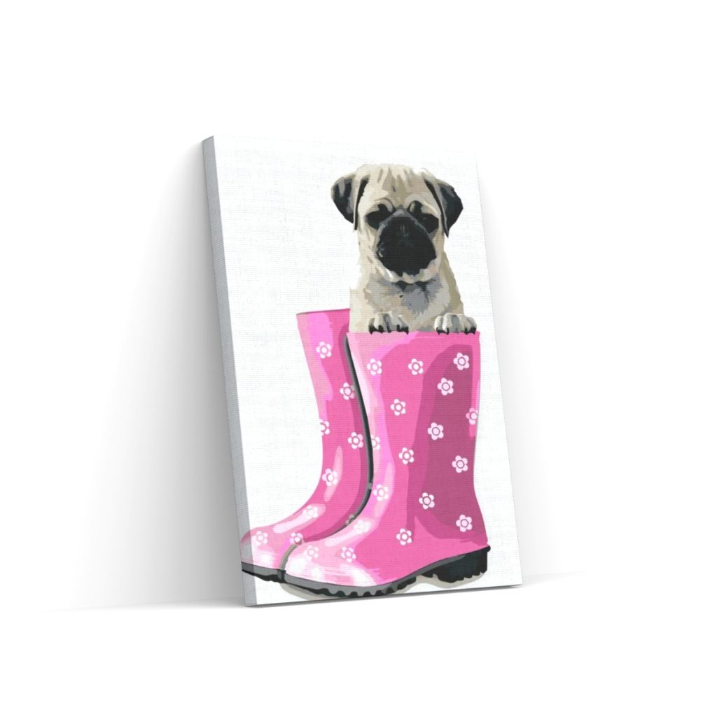 Pintar por Números - Pug con botas de goma