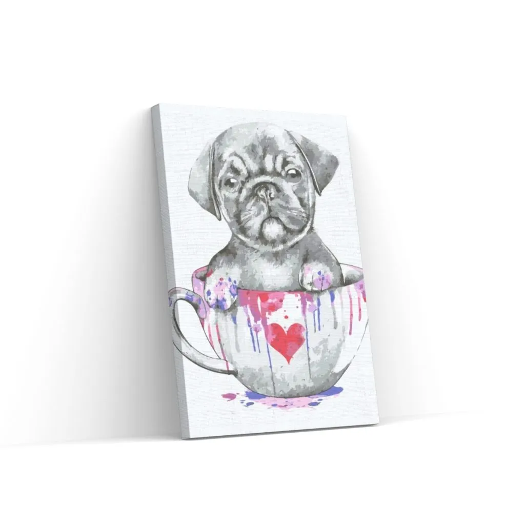 Pintar por Números - Pug en una taza pintada