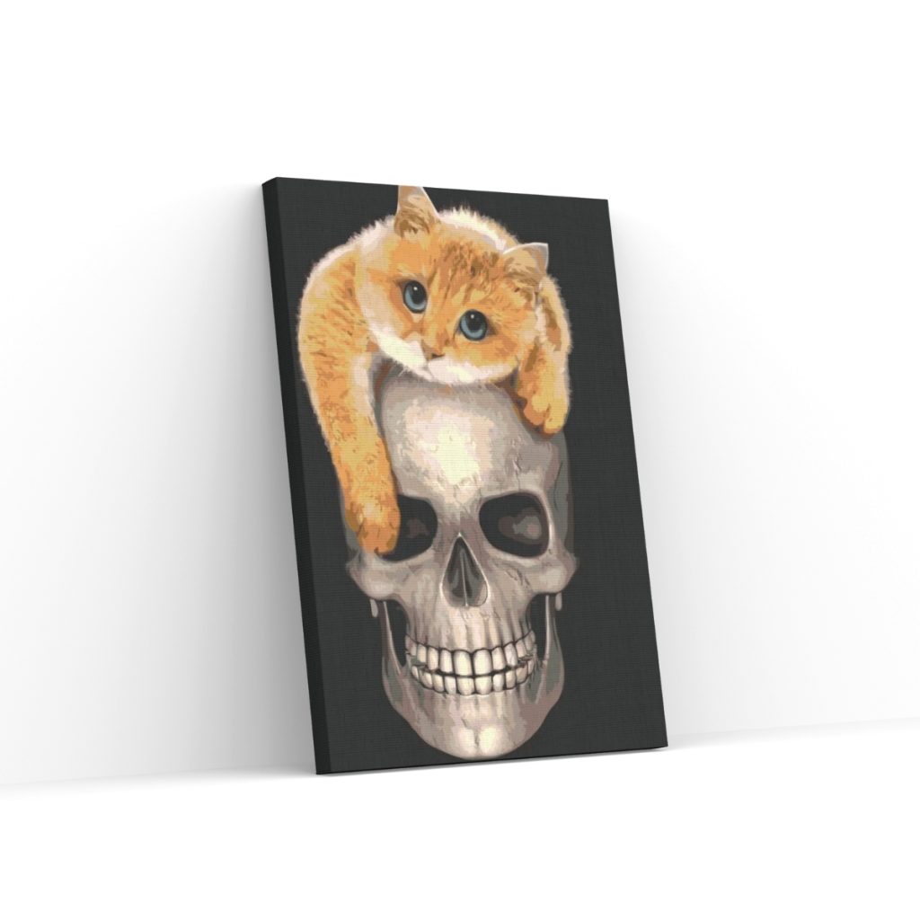 Pintar por Números - Gato sobre calavera