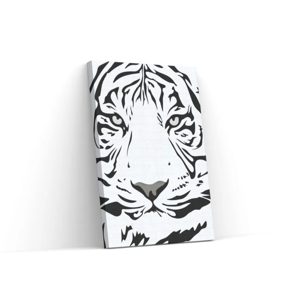 Pintar por Números - Cabeza de tigre blanco y negro