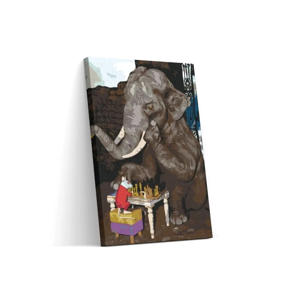 Pintar por Números - El elefante y el ratón juegan al ajedrez
