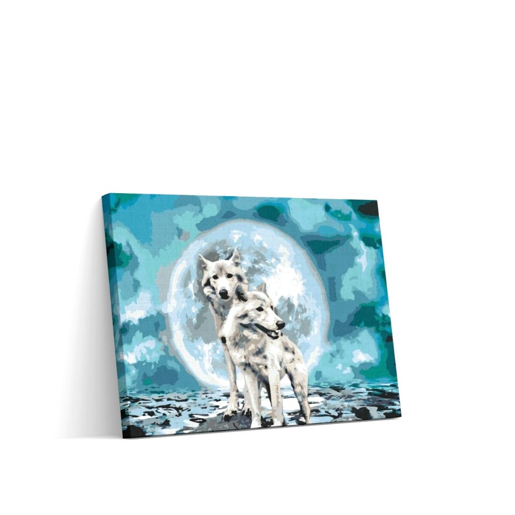 Pintar por Números - Lobos blancos bajo la luna llena