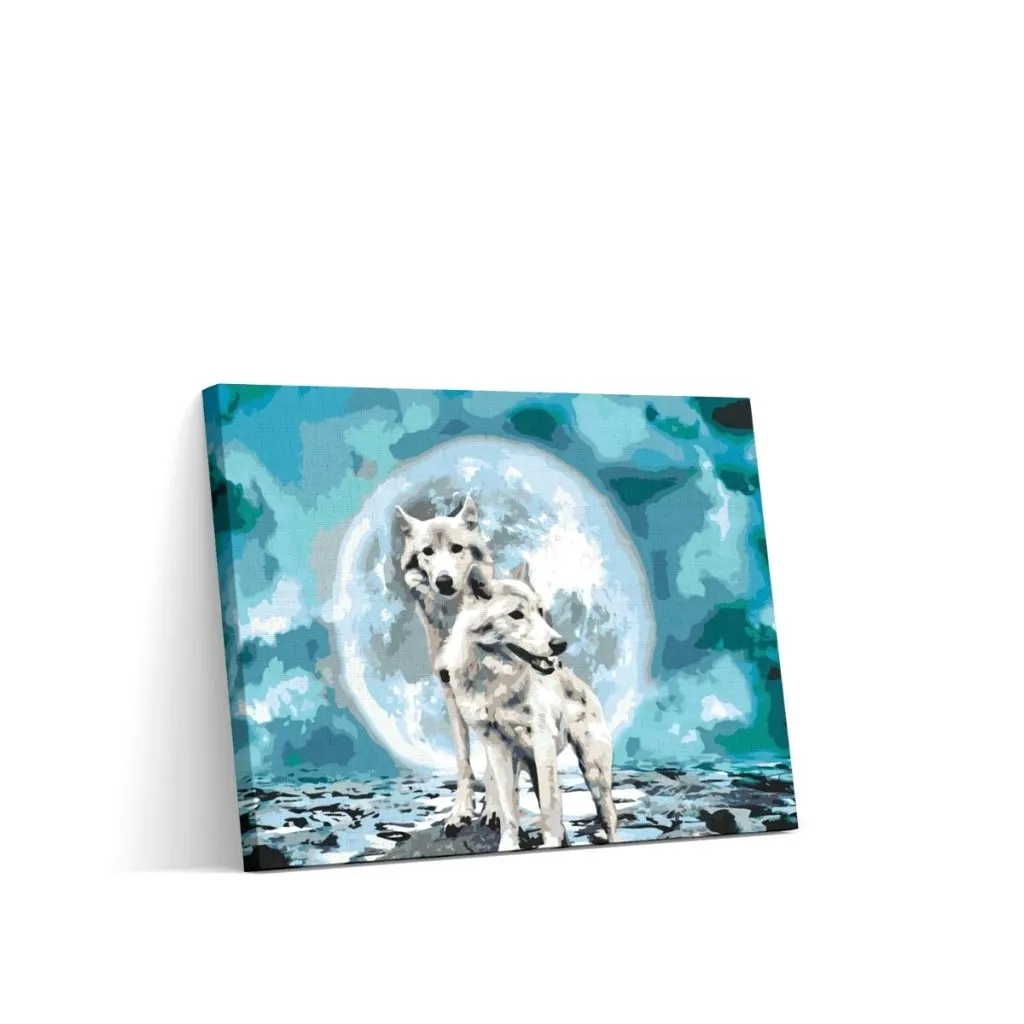 Pintar por Números - Lobos blancos bajo la luna llena