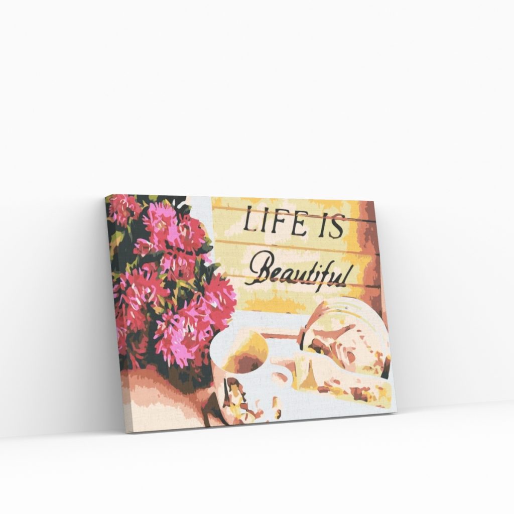 Pintar por Números - Flores y una taza de café