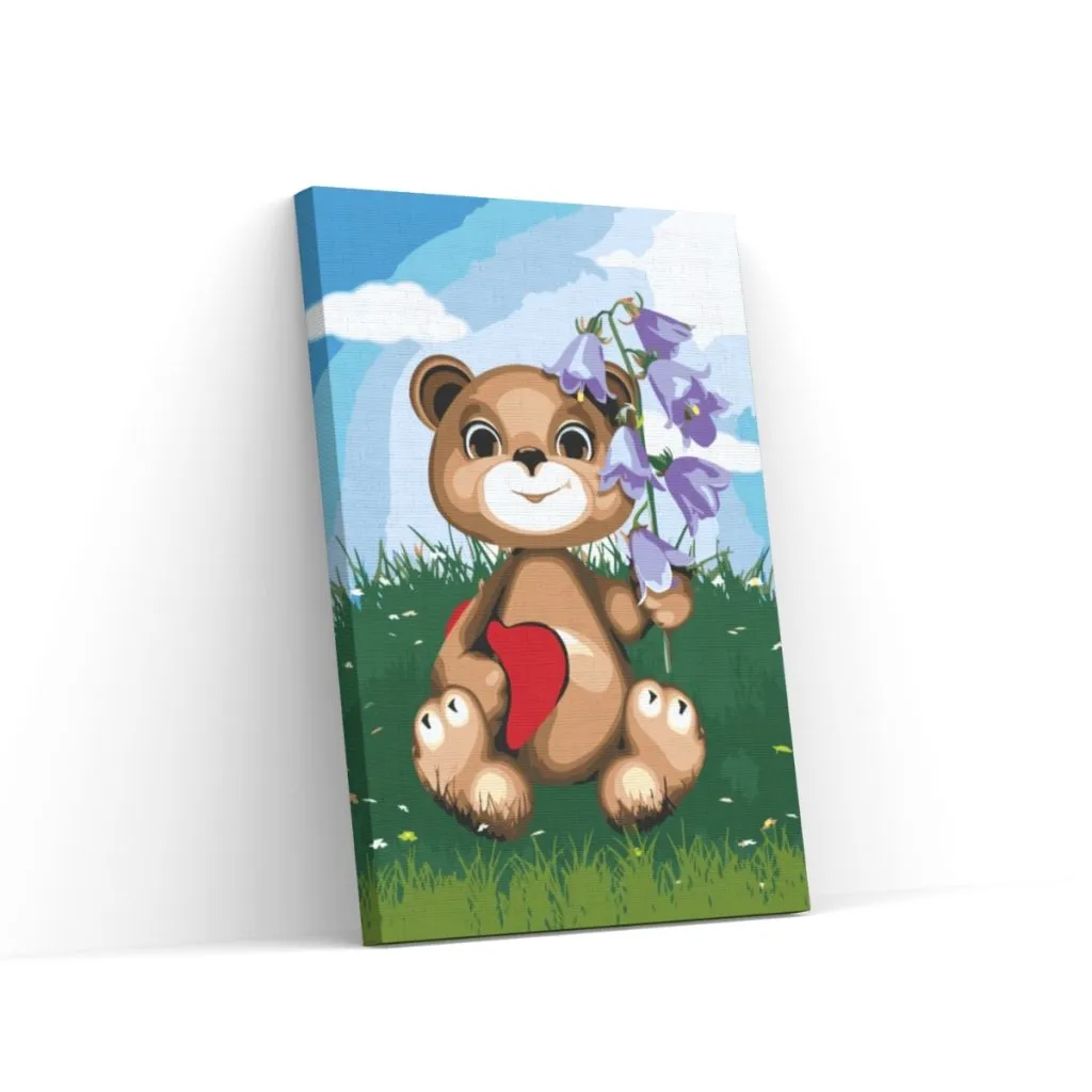 Pintar por Números - Osito de peluche con lirio de los valles