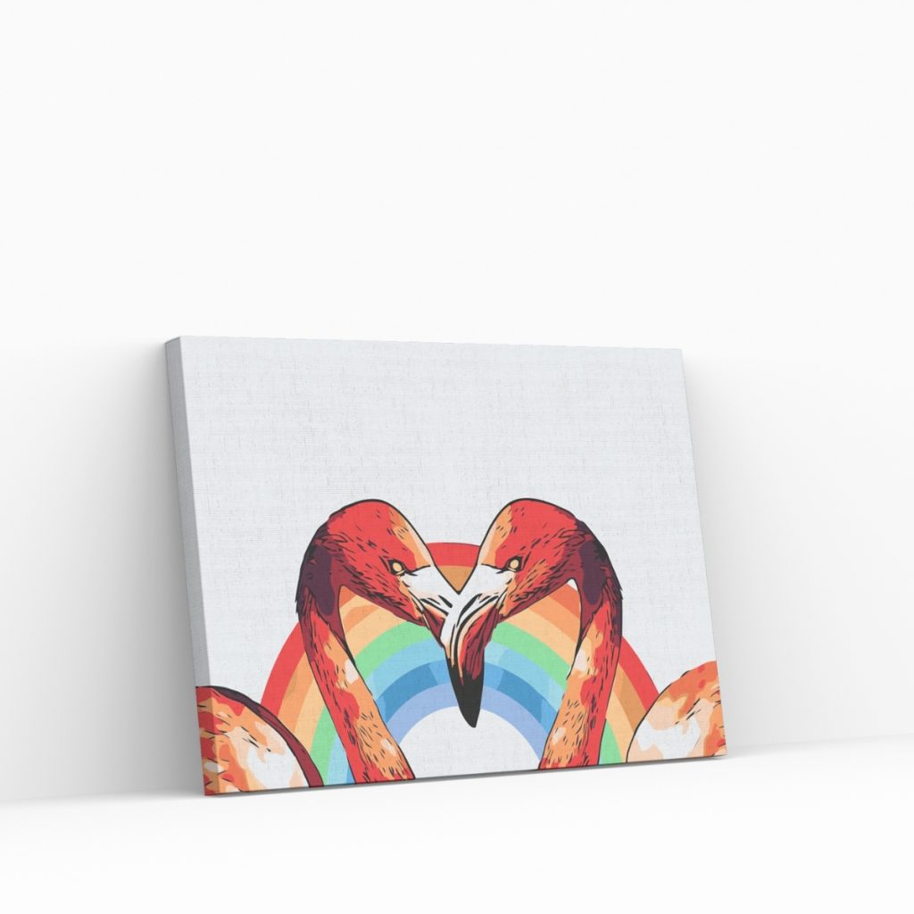 Pintar por Números - Flamencos en forma de corazón