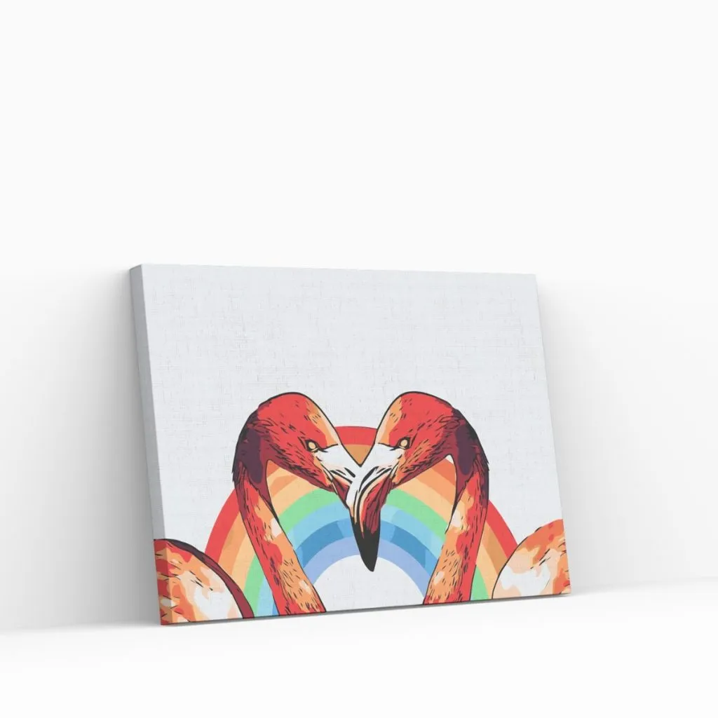Pintar por Números - Flamencos en forma de corazón