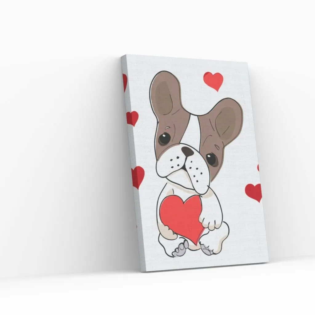 Pintar por Números - Perro con corazones