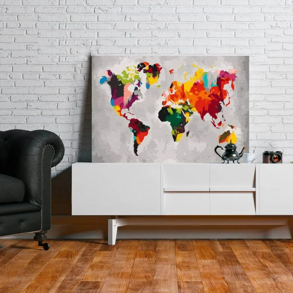 Pintar por Números - Mapamundi (tonos marrones)