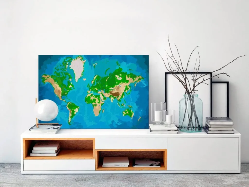 Pintar por Números - Mapamundi (azul y verde)