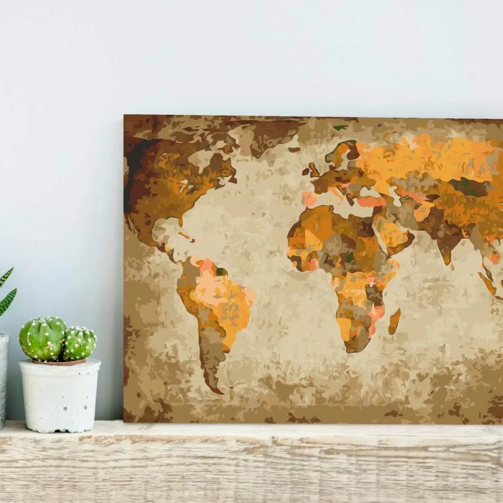 Pintar por Números - Mapamundi marrón