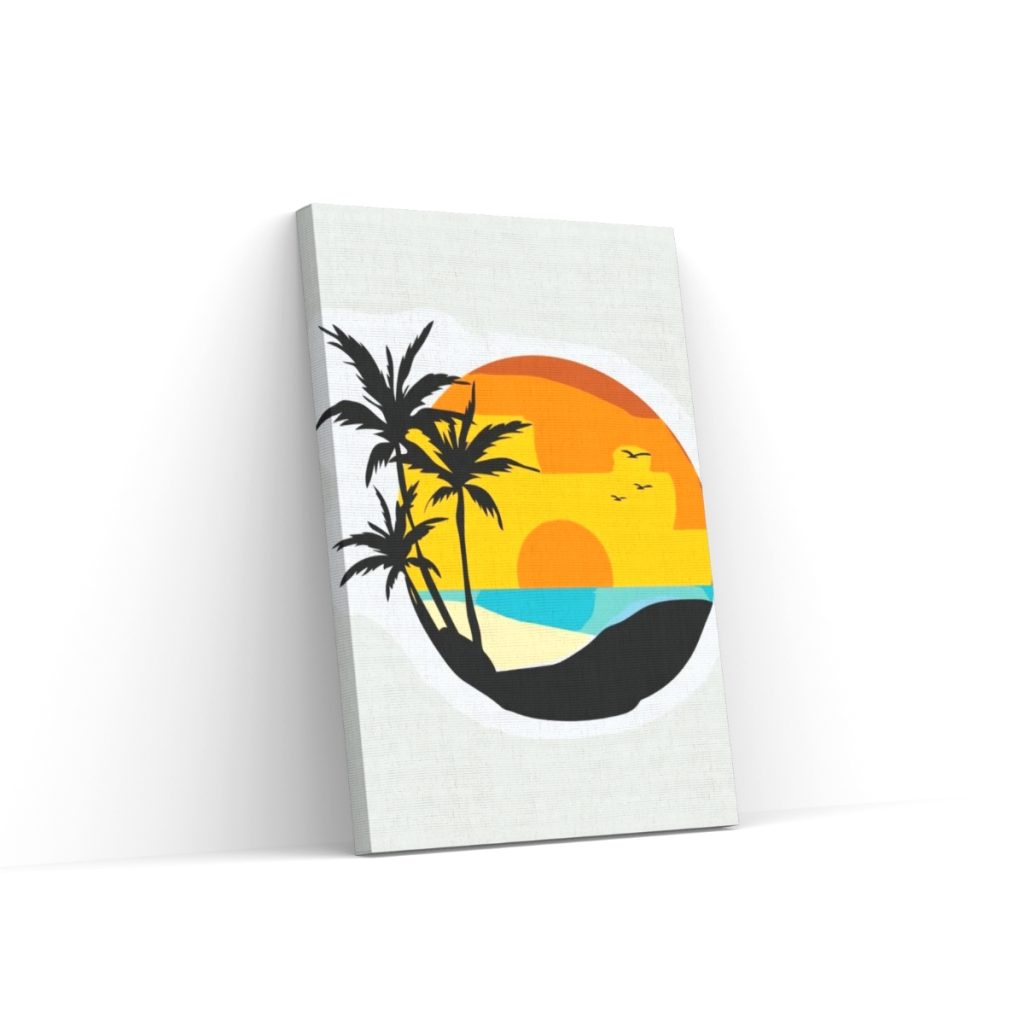 Pintar por Números - Playa, palmeras, puesta de sol