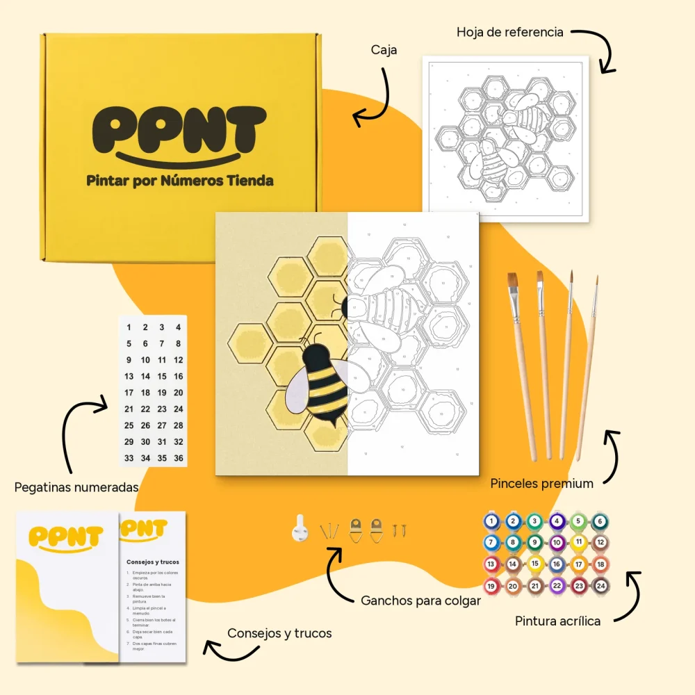 Pintar por Números - Abejas en panal