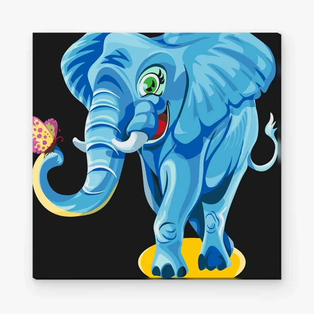 Pintar por Números - Alegre elefante con mariposa