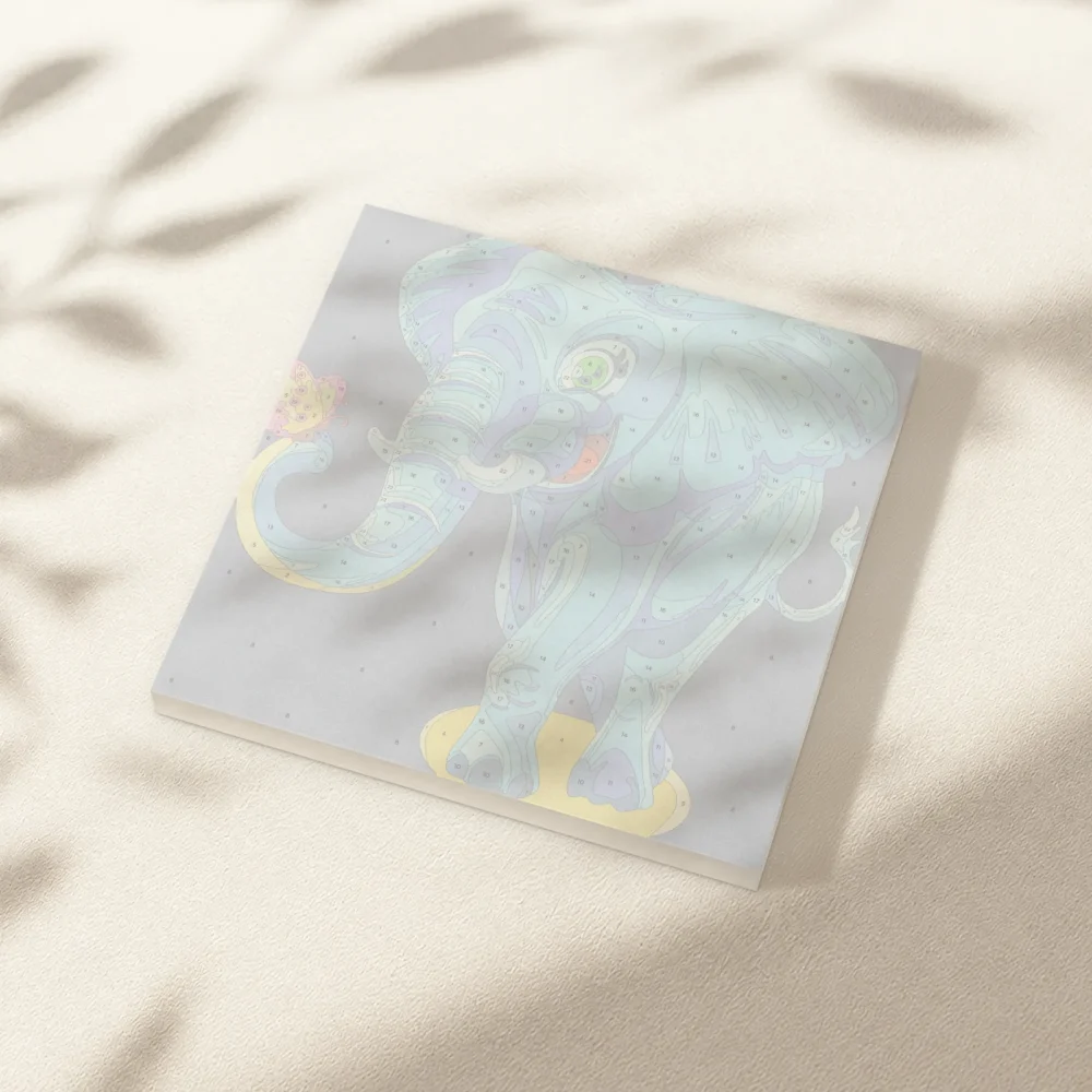 Pintar por Números - Alegre elefante con mariposa