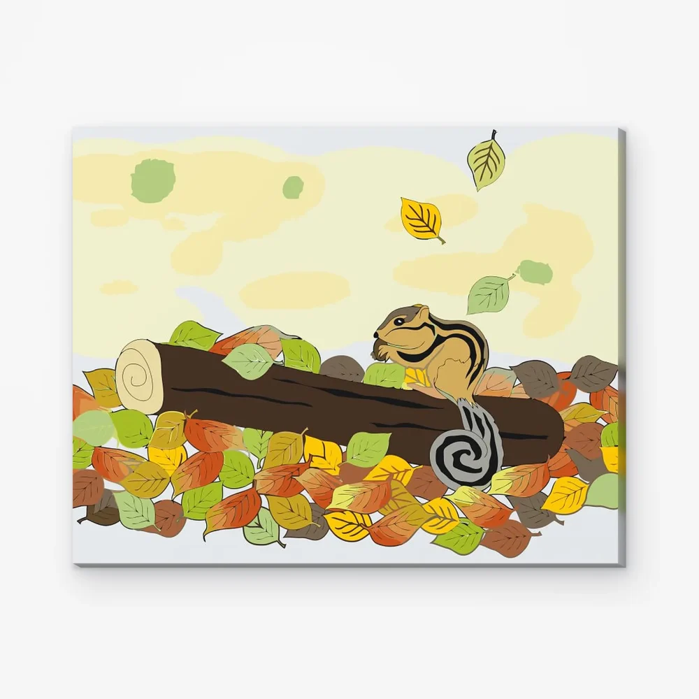 Pintar por Números - Ardilla con una nuez en otoño