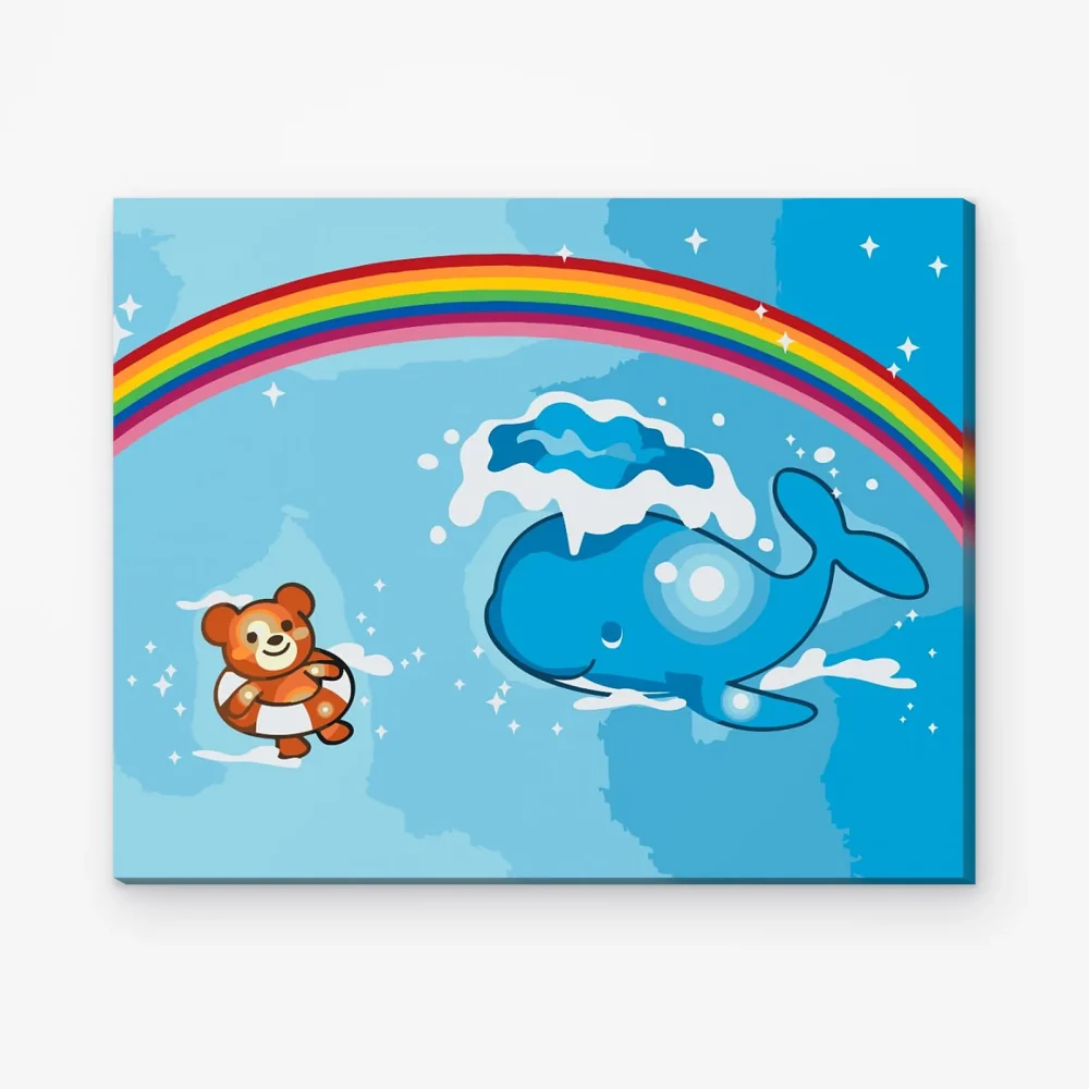 Pintar por Números - Ballena y osito de peluche
