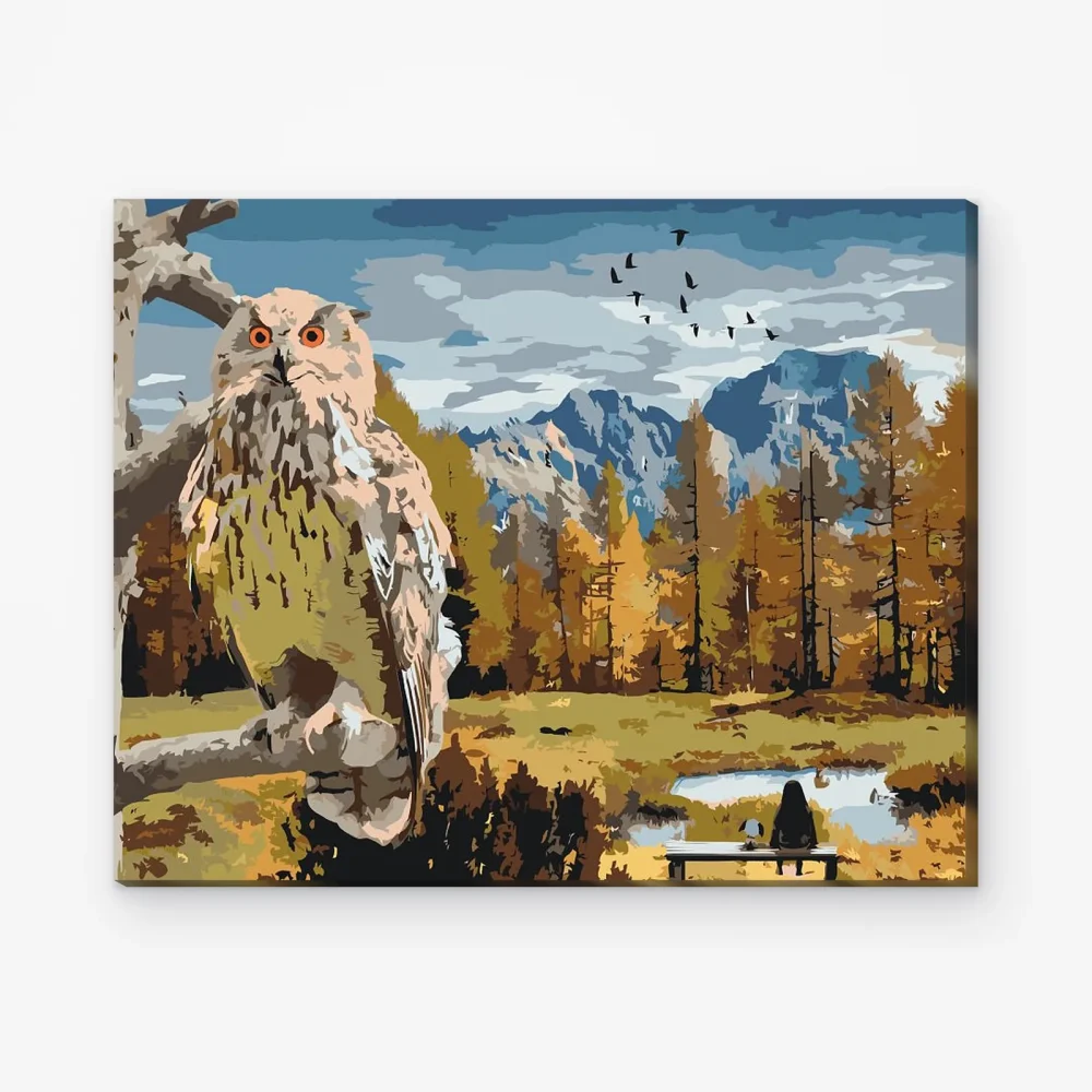 Pintar por Números - Búho en el bosque
