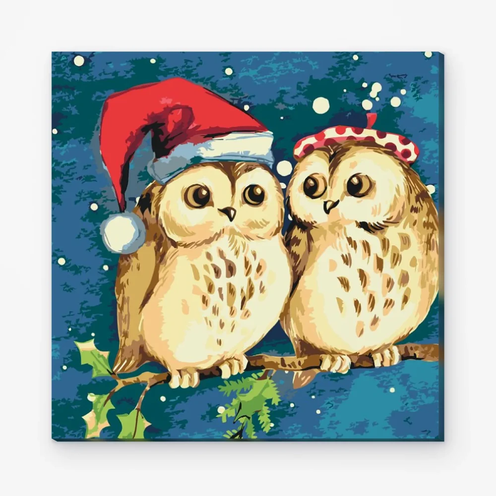 Pintar por Números - Búhos navideños