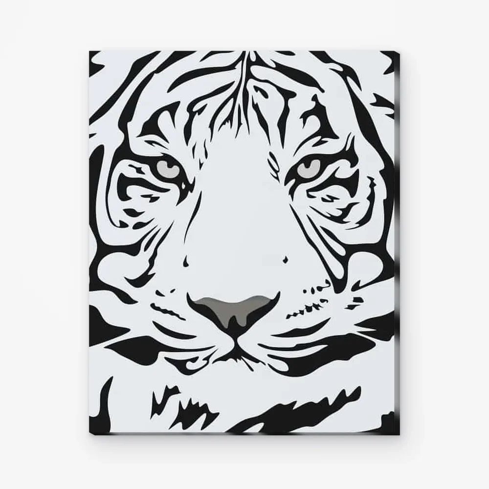 Pintar por Números - Cabeza de tigre blanco y negro