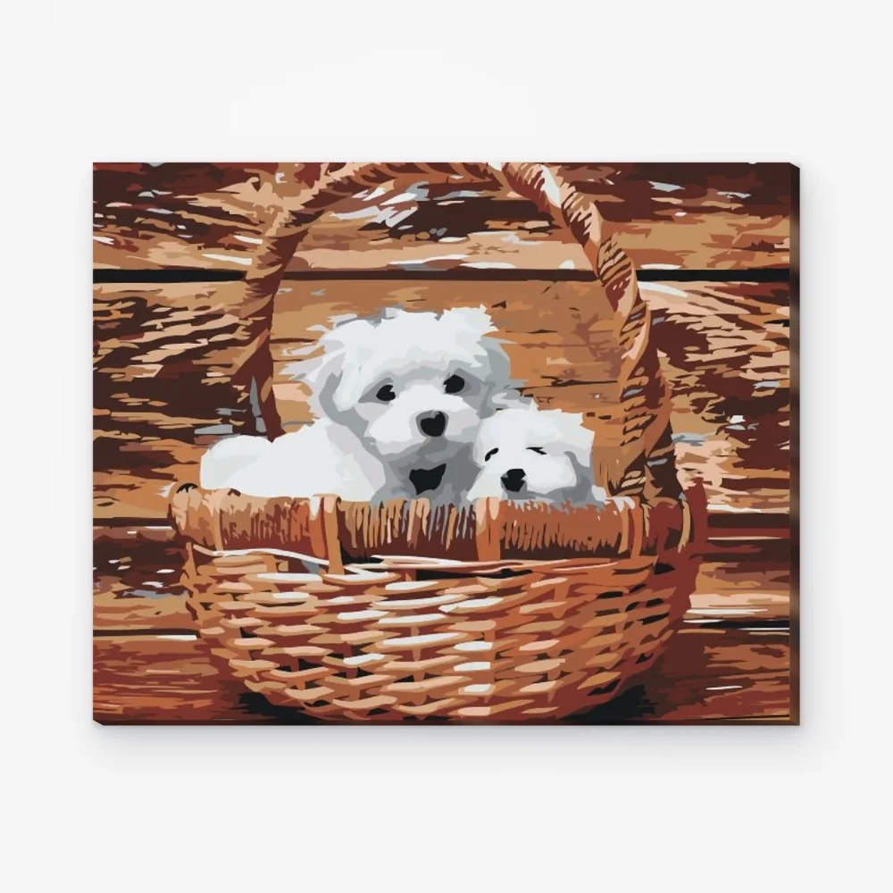 Pintar por Números - Cachorros en la cesta