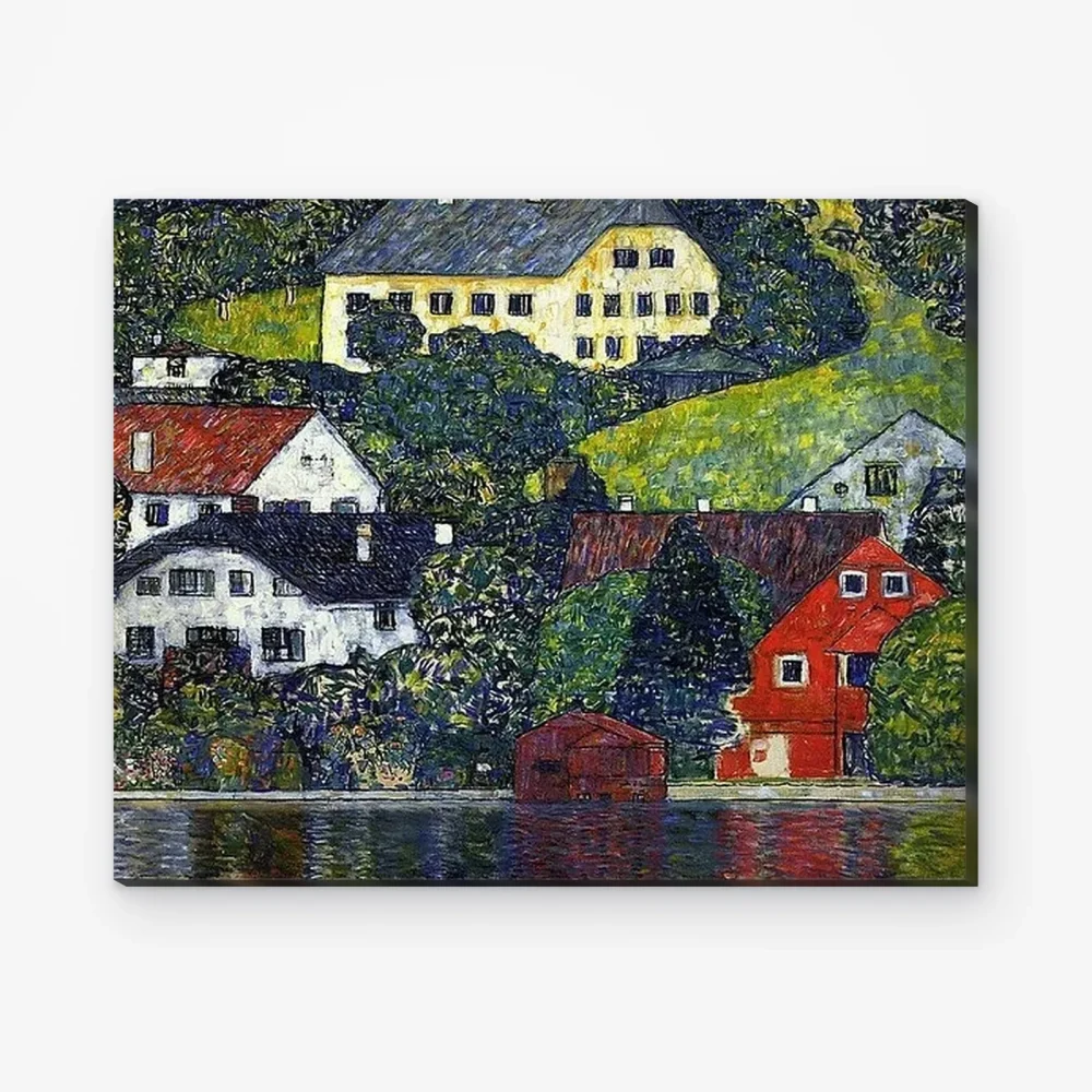 Pintar por Números - Casas cerca de Unterach en el lago Attersee