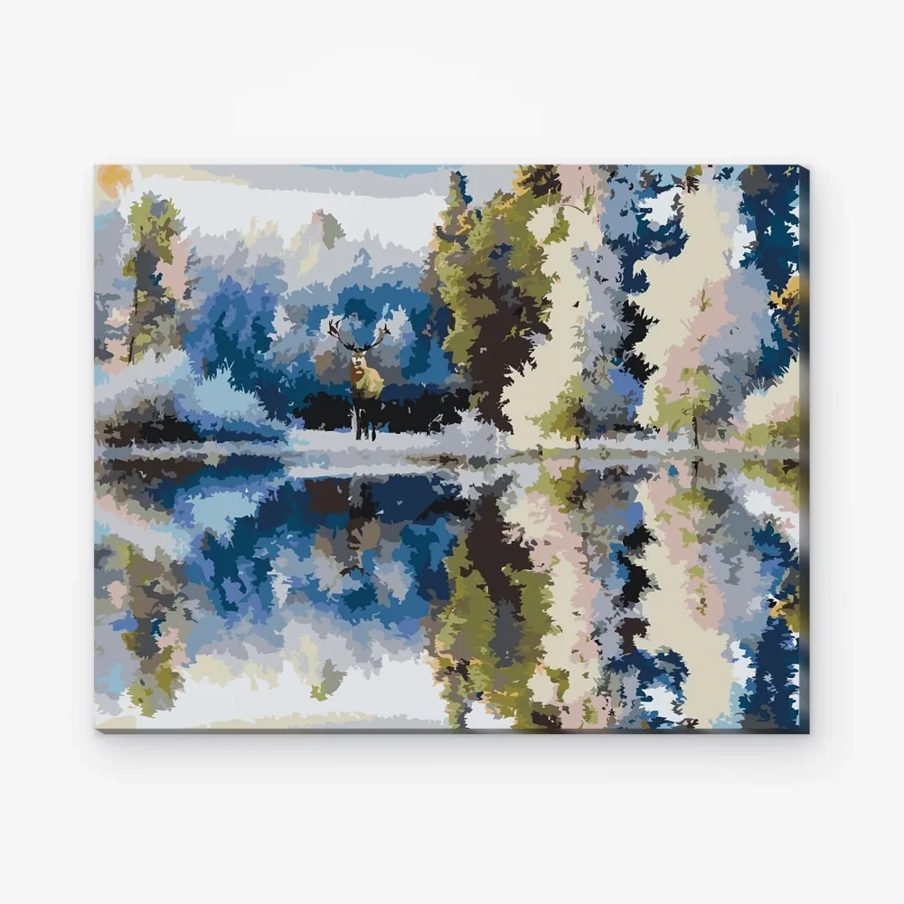 Pintar por Números - Ciervos en el bosque azul