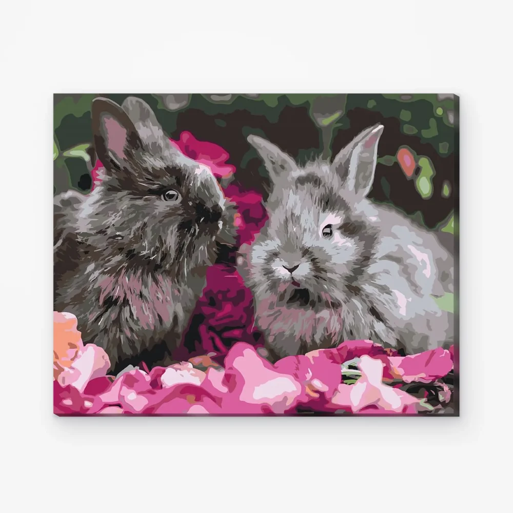 Pintar por Números - Conejos entre las flores