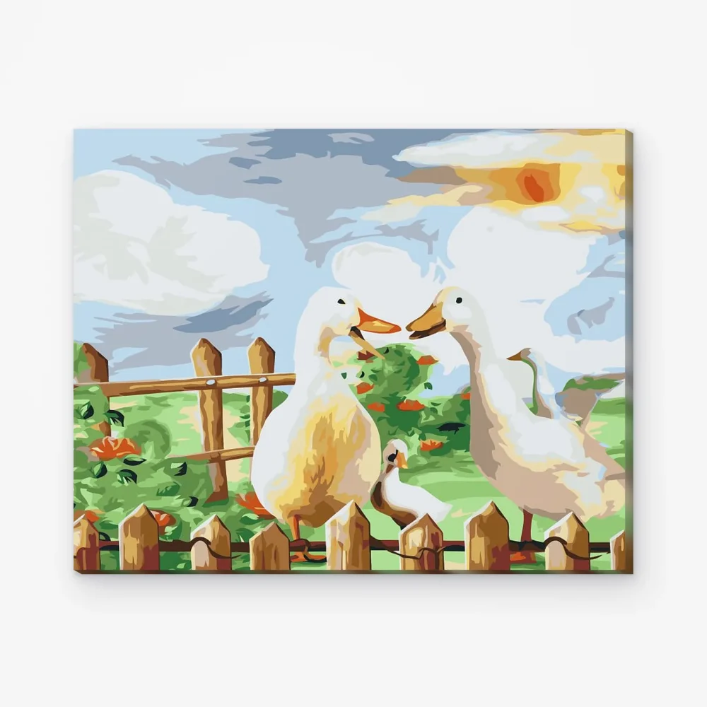 Pintar por Números - Eendenfamilie in de tuin