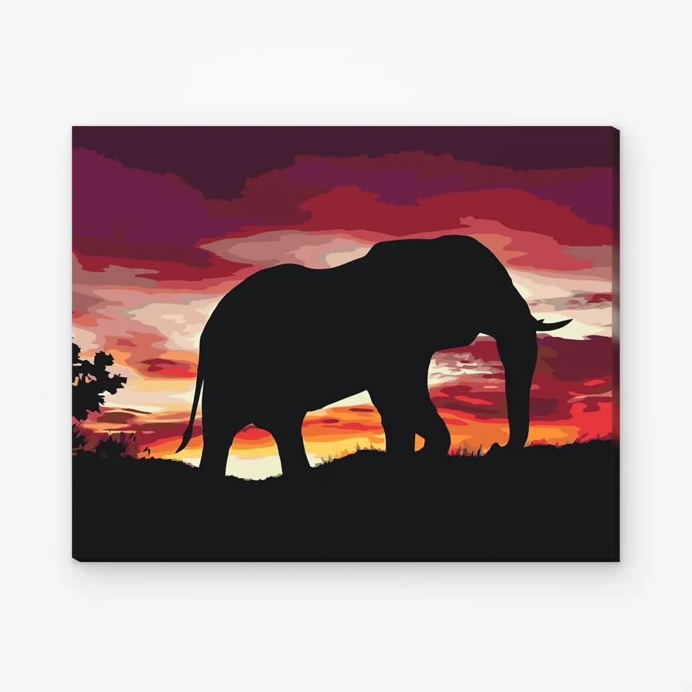 Pintar por Números - Elefante africano al atardecer