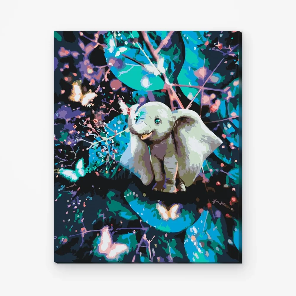 Pintar por Números - Elefante en el país de las mariposas