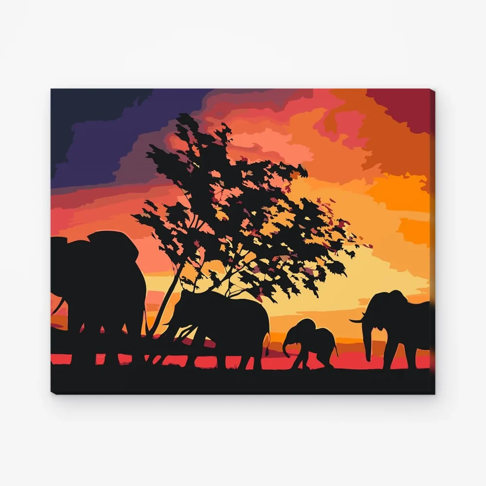 Pintar por Números - Elefantes en la sabana