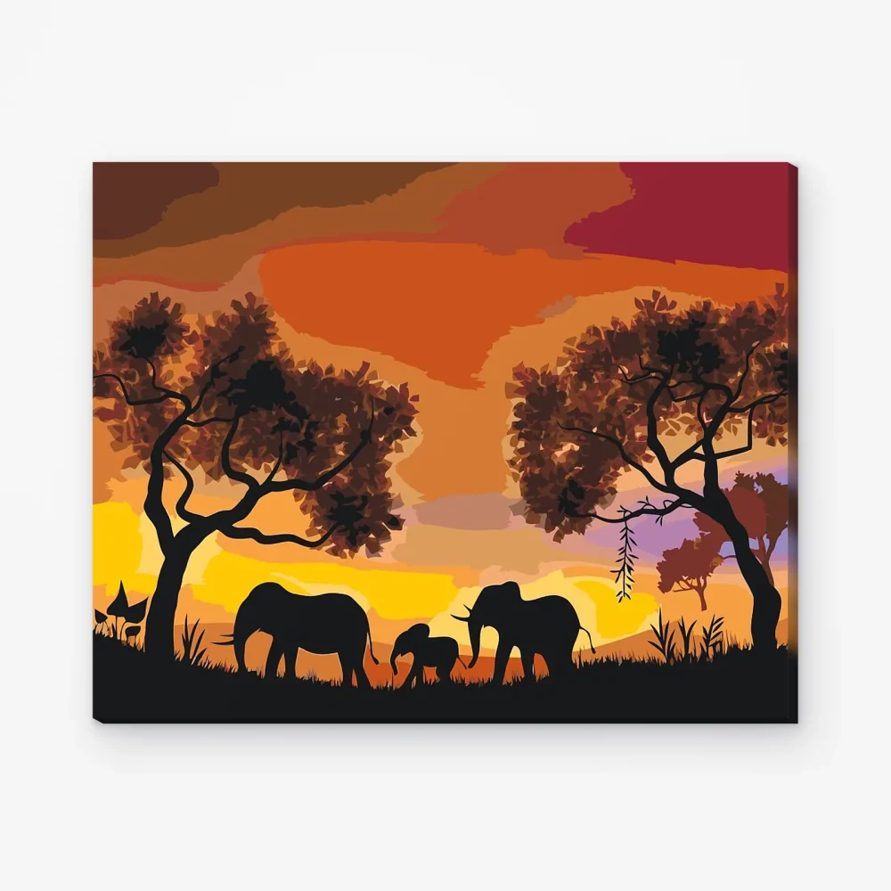 Pintar por Números - Familia de elefantes