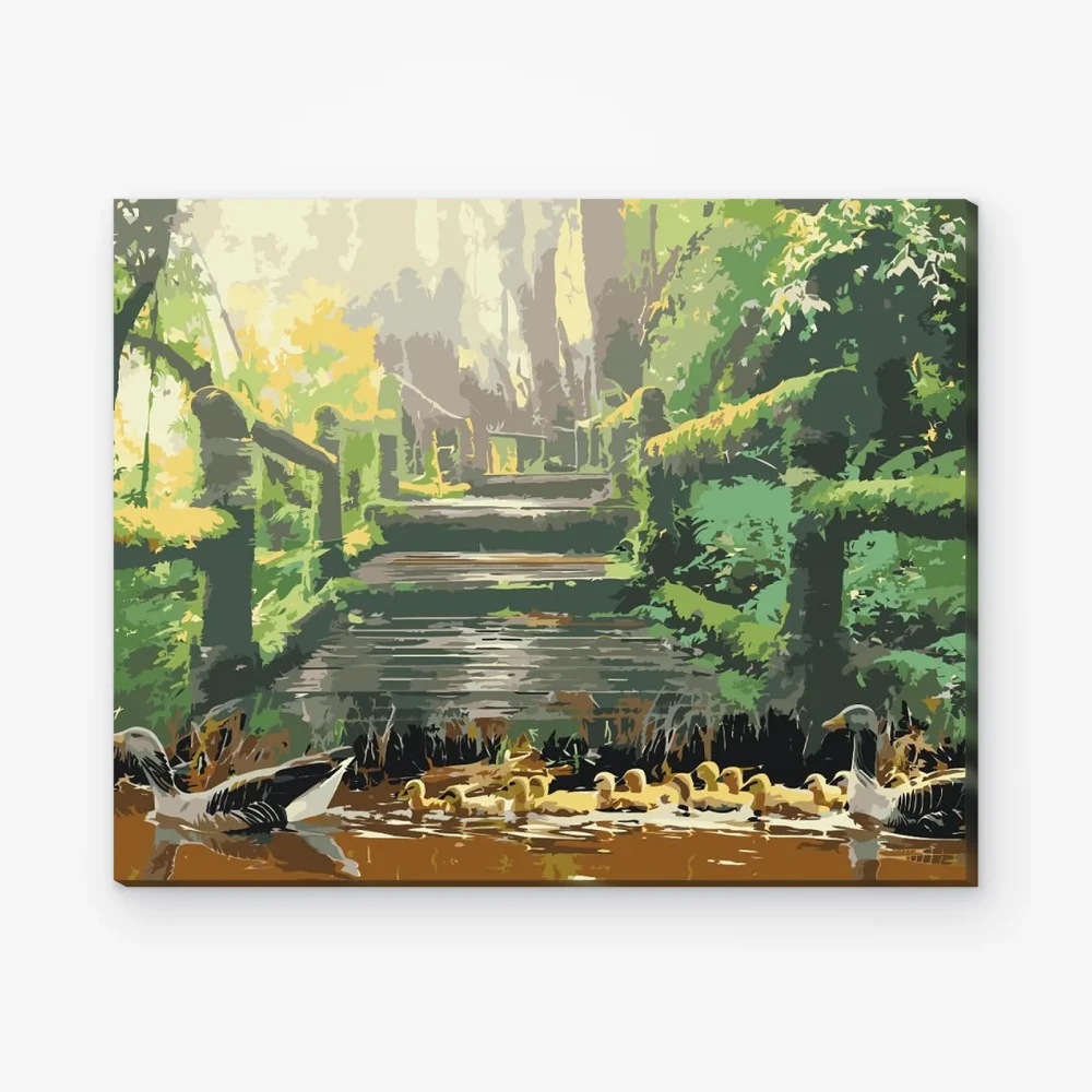 Pintar por Números - Familia de patos en el parque