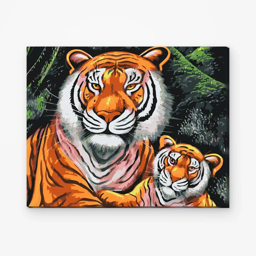 Pintar por Números - Familia de tigres
