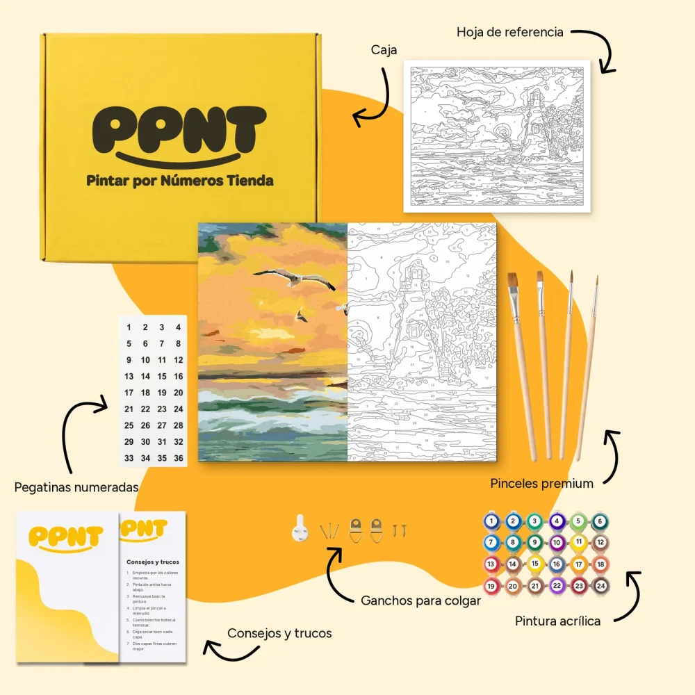 Pintar por Números - Faro y gaviotas