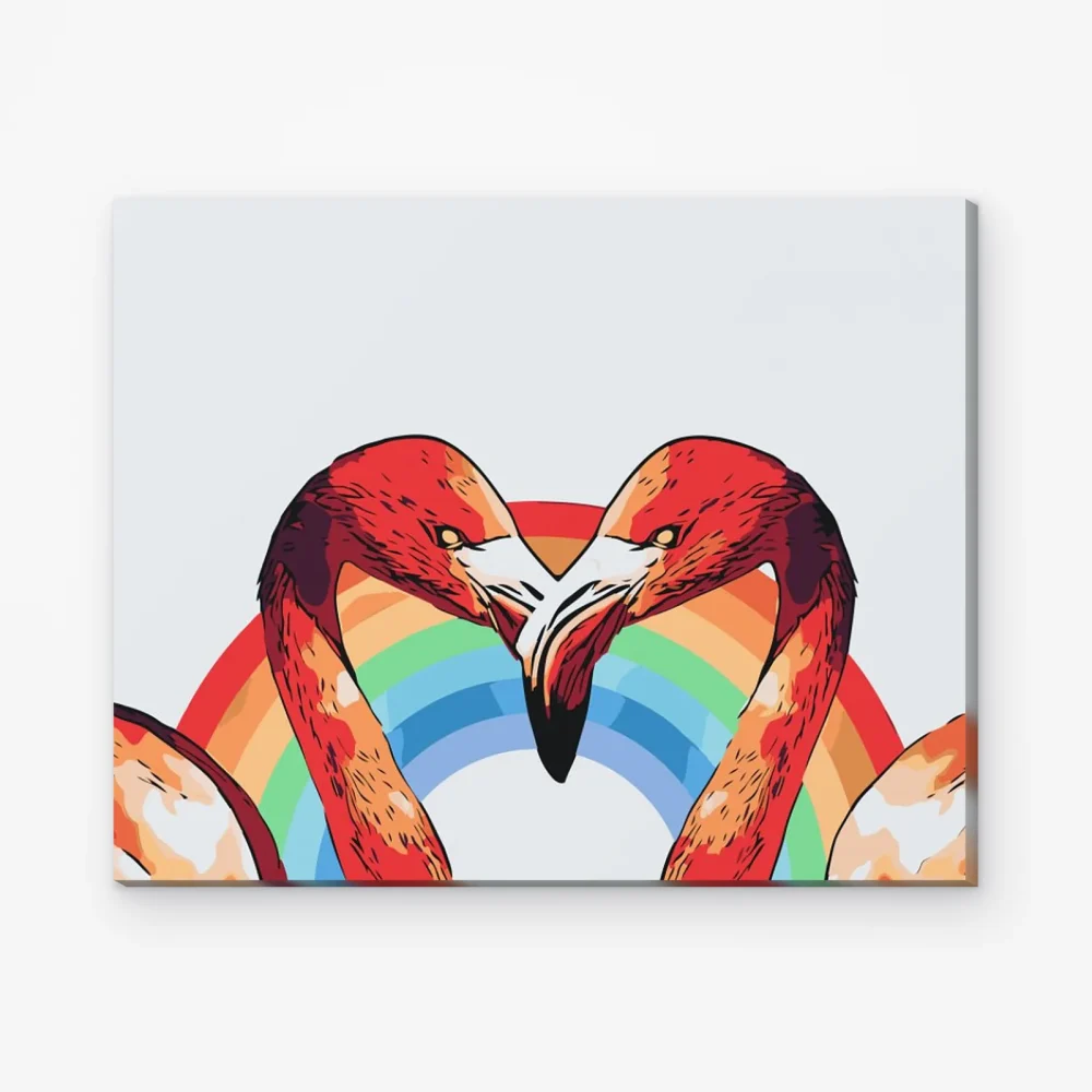Pintar por Números - Flamencos en forma de corazón
