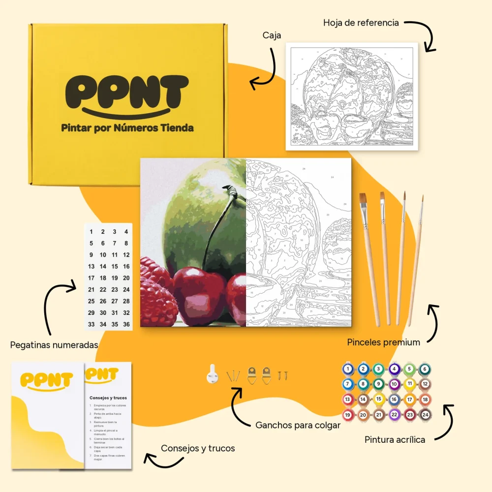 Pintar por Números - Fruta y macarrones